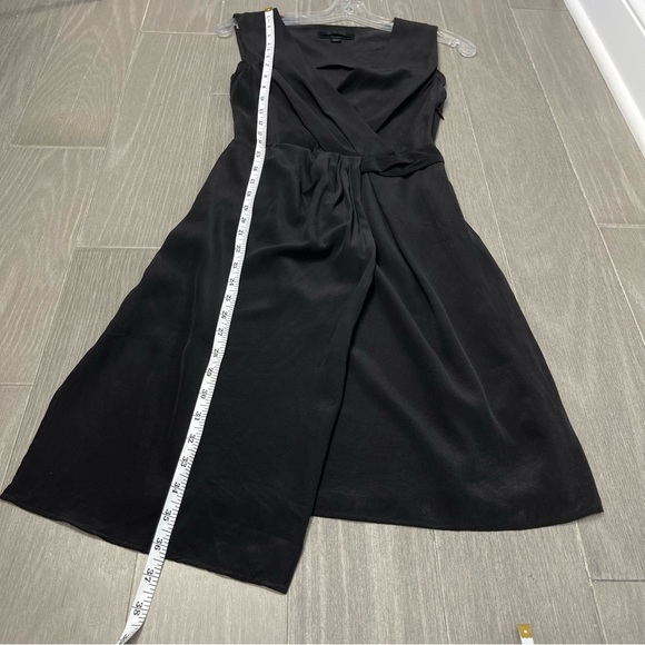 All Saints 100% Silk Peak Drape Crepe Matte Finish Minimalist Black Mini Dress 0 - Picture 16 of 16